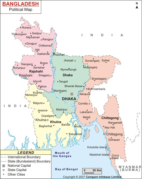banglades siyasi haritasi